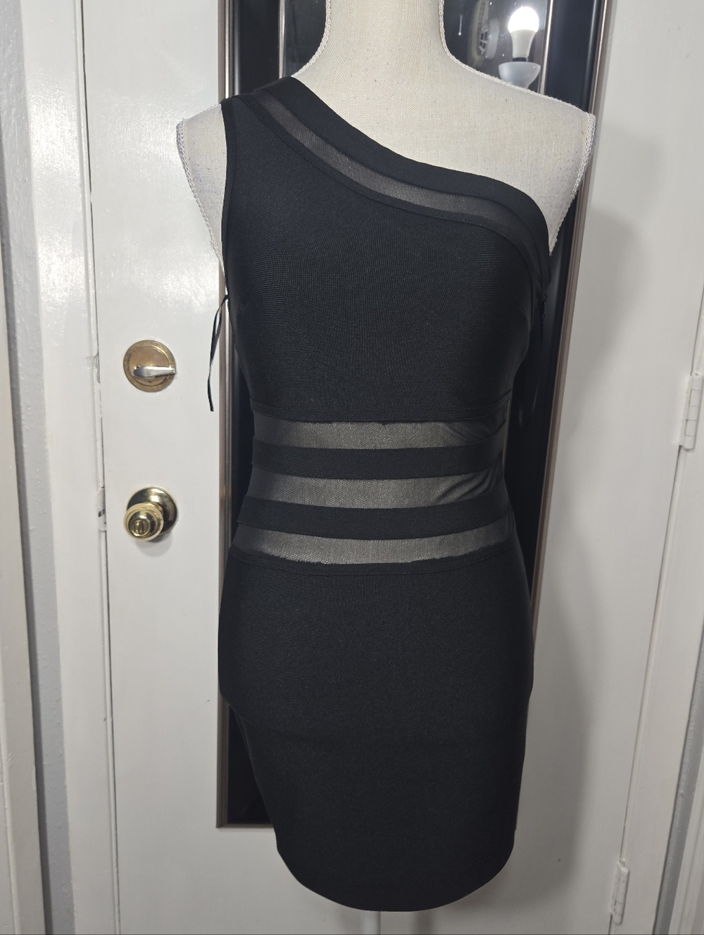 Saige And Rose Boutique One Shoulder Bodycon Dress Sheer Cut Out Details Sz Sm - Picture 3 of 6
